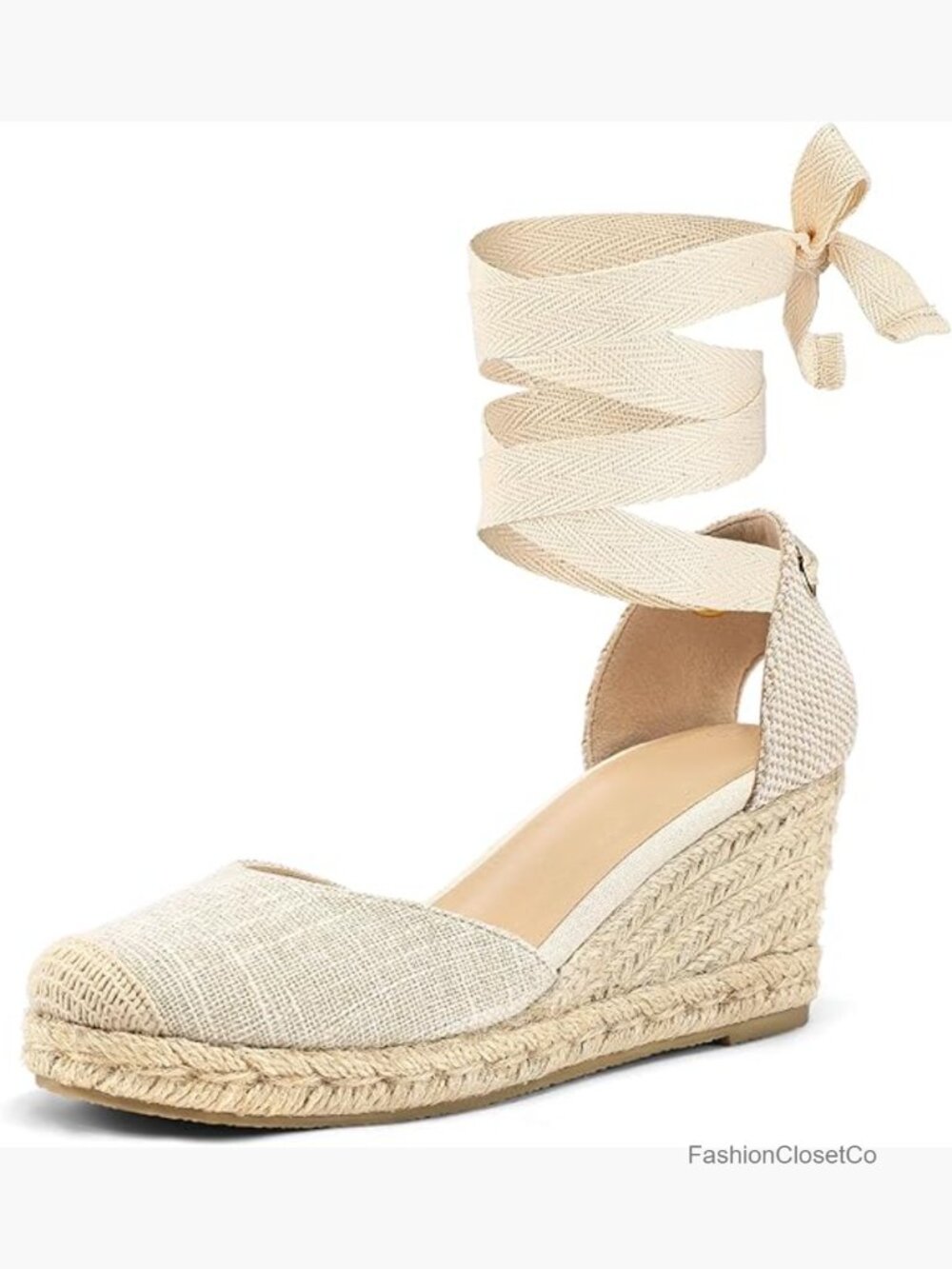 Espadrille Platform Wedge Sandals Closed Toe Ankle Strap Lace Up